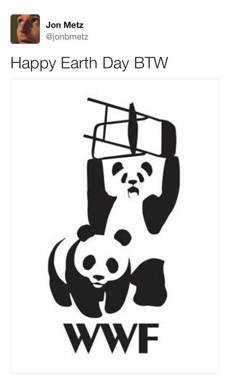 Behind World Wildlife Foundation logo panda, a similarly Frank Miller-esque panda stands poised to strike down upon it with one of those metal chairs you'd find at a local AA meeting, his mouth agape with the fury of any WWF wrestler condemning his opponent. Believe it's an illustration by GLENNZ, the most important illustrator of our time.